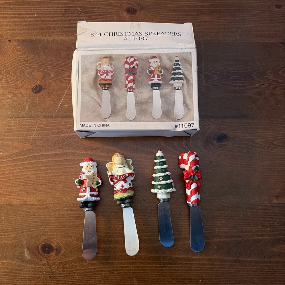 Holiday Christmas Spreaders Cheese Butter Set 4‎ Unbranded 11097 Original Box